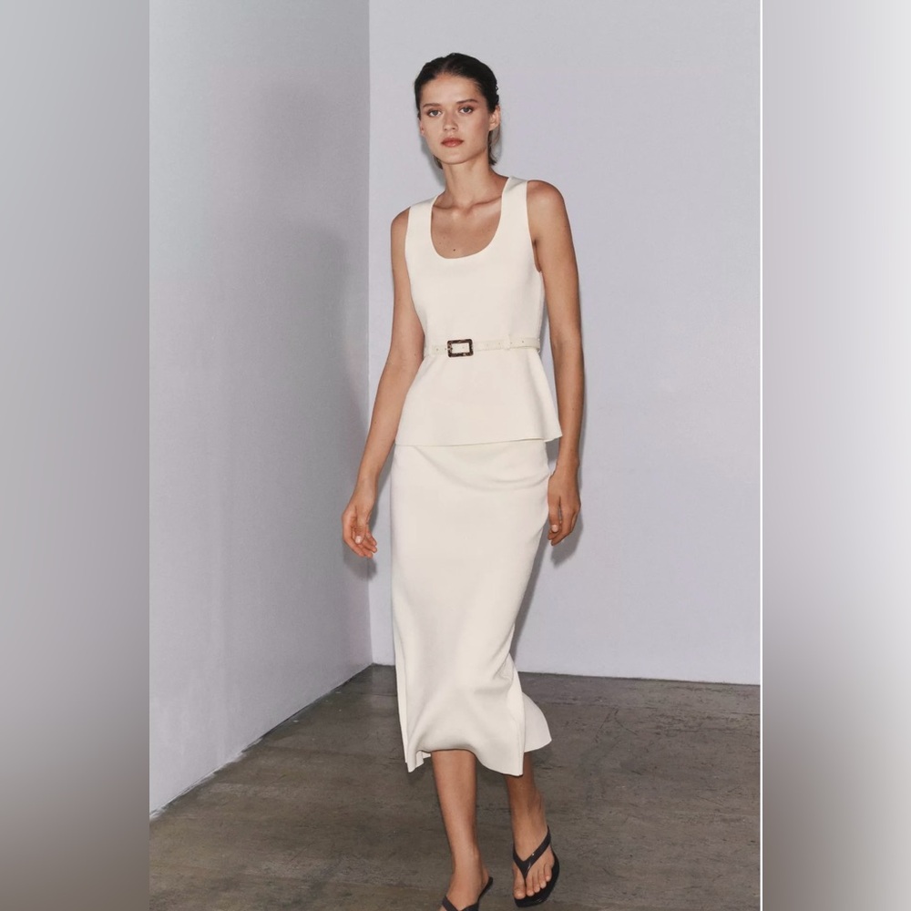ZARA KNIT BELTED TOP - Picture 3 of 12